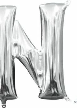 Funny Balloonsusa Silver N Letter 3303801 - 16 In Foil Balloons