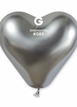 Funny Balloons Usa CRB120: #089 Shiny Silver Heart Shape 198959