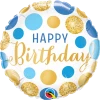 Funny Balloons Usa Foil Balloons Birthday Blue & Gold Dots 18871