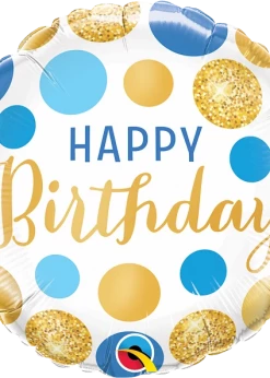 Funny Balloons Usa Foil Balloons Birthday Blue & Gold Dots 18871