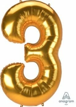 Funny Balloonsusa 3 Jumbo Gold 388917 - 53 In Foil Balloons