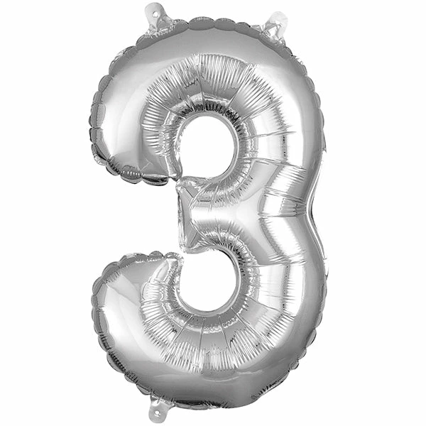 Funny Balloonsusa 3 Silver 3308001 - 14 In 3 Funny Balloonsusa 3 Silver 3308001 - 14 In