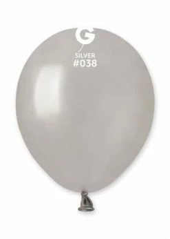 Funny Balloons Usa Latex Balloons AM50: #038 Silver 053814 Metallic Color 5 In
