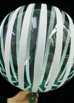 Funny Balloonsusa White Stripes On Green Bubble Balloon 431306 - 18 In