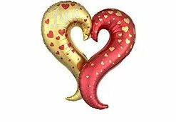 Funny Balloonsusa Gold & Red Love Heart 3645901