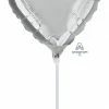 Funny Balloons Usa Mini Silver Heart 16305 - 4 In Foil Balloons