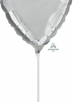 Funny Balloons Usa Mini Silver Heart 16305 - 4 In Foil Balloons