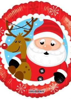 Funny Balloonsusa Santa & Rudolph 89096-18 Foil Balloons