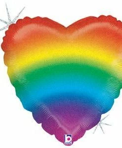 Funny Balloonsusa Foil Balloons Rainbow Glitter Heart 368810 - 18 In