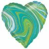 Funny Balloonsusa Marblez Blue & Green Heart 4209501 Foil Balloons