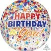 Funny Balloons Usa HBD Clear Confetti 3067501 Foil Balloons