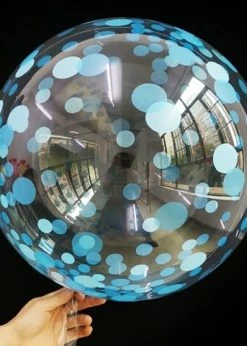 Funny Balloons Usa Bubbles Blue Dots On Clear View Bubble Balloon 400104 - 18 In