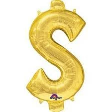 Funny Balloonsusa Foil Balloons $ Symbol Gold 3523801 - 34 In