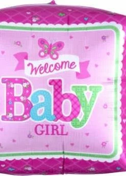 Funny Balloonsusa Foil Balloons Welcome Baby Girl Butterfly Cubez 30691 - 16 In