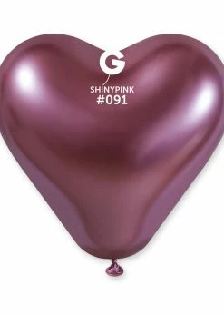 Funny Balloons Usa CRB120: #091 Shiny Pink Heart Shape 199154 Shiny Balloons