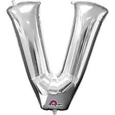 Funny Balloonsusa Silver V Letter 3305401 - 16 In