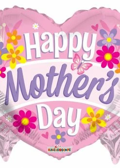 Funny Balloonsusa Happy Mother's Day Heart Whit Banner 84338-18 Foil Balloons