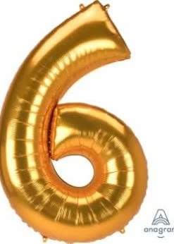Funny Balloonsusa Foil Balloons 6 Jumbo Gold 389150 - 53 In