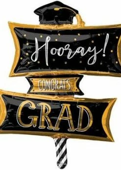 Funny Balloonsusa Hooray! Congrats Grad Sign 37196 Foil Balloons