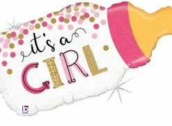 Funny Balloonsusa Foil Balloons It's A Girl Glitter Holographic 25135