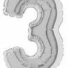 Funny Balloonsusa Number 3 Silver 7 In Foil Balloons