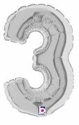 Funny Balloonsusa Number 3 Silver 7 In Foil Balloons