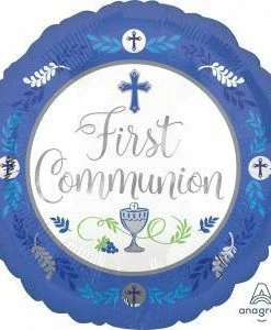 Funny Balloonsusa First Communion Blue Round 3737101