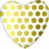 Funny Balloons Usa Foil Balloons Gold Dots On White Heart 217059