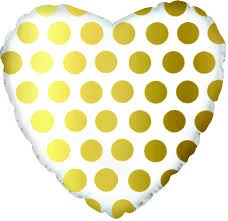 Funny Balloons Usa Foil Balloons Gold Dots On White Heart 217059