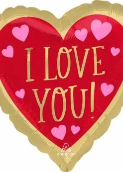 FunnyBalloonsusa Red And Gold Love Hearts 4365201 Foil Balloons