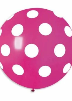 Funny Balloons Usa Latex Balloons G220P: #007 Fuchsia Polka Dot 314359