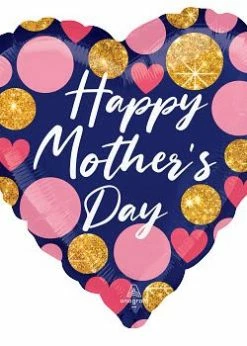 Funny Balloons Usa Happy Mother's Day Navy & Glitter Dots 42732 Foil Balloons