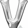 Funny Balloons Usa Silver V Giant Letter 3298901 - 34 In Foil Balloons