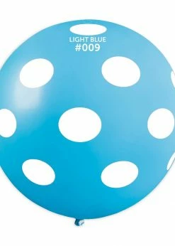 Funny Balloons Usa Latex Balloons G220P: #009 Light Blue Polka Dot 314335