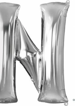Funny Balloonsusa Silver N Giant Letter 3297301 - 34 In Foil Balloons
