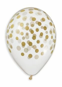 Funny Balloons Usa Latex Balloons GS120: #000 Crystal Clear Gold Confetti 924633