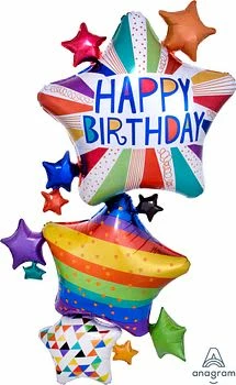Funny Balloonsusa HBD Bright Stars 34575 Foil Balloons 3 Funny Balloonsusa HBD Bright Stars 34575 Foil Balloons