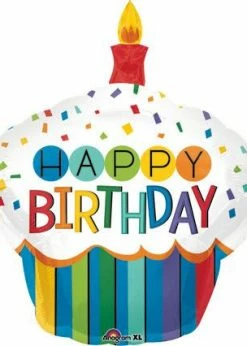 Funny Balloonsusa Frosted Cupcake With Candle 34442 - 29 In Foil Balloons