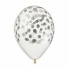 Funny Balloons Usa GS120: #000 Crystal Clear Silver Confetti 924626 Latex Balloons