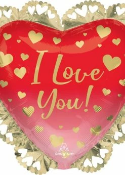 Funny Balloonsusa Love You Ombré & Gold Hearts 4236201