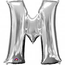 Funny Balloonsusa Silver M Letter 3303601 - 16 In Foil Balloons