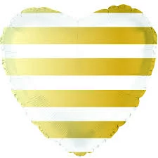 Funny Balloons Usa White And Gold Stripes Heart 217060 Foil Balloons